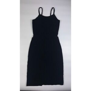 Samantha Black Sheath Dress Women's 8 Black Velvet Spaghetti Strap Back Zip